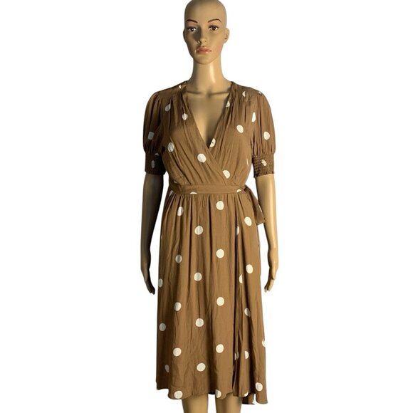 Maeve Anthropologie Bernice Midi Polka Dot Wrap Dress Sz 8P 8 with Pockets - Picture 4 of 14